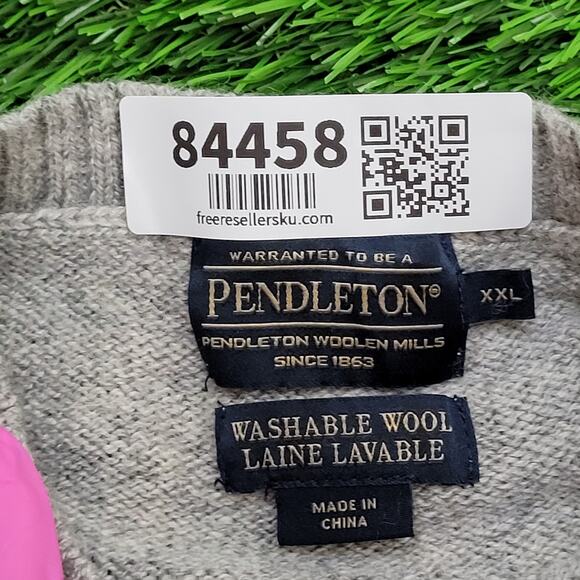 Pendleton Shetland Wool Laine Sweater XL 24x29 Gray Crop - Picture 8 of 14